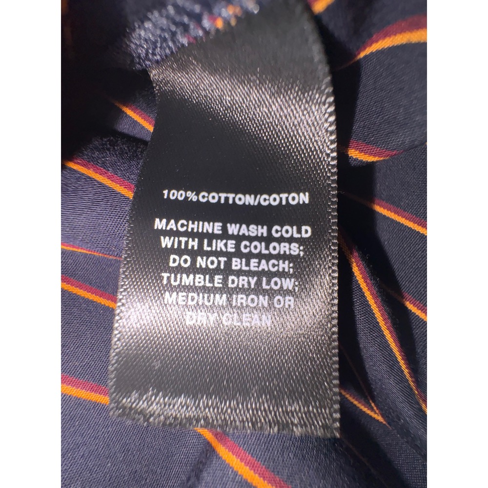 Lafayette 148 New York Women Shirt Navy Orange Striped Bell Cuff Button Down 4 - Picture 10 of 12